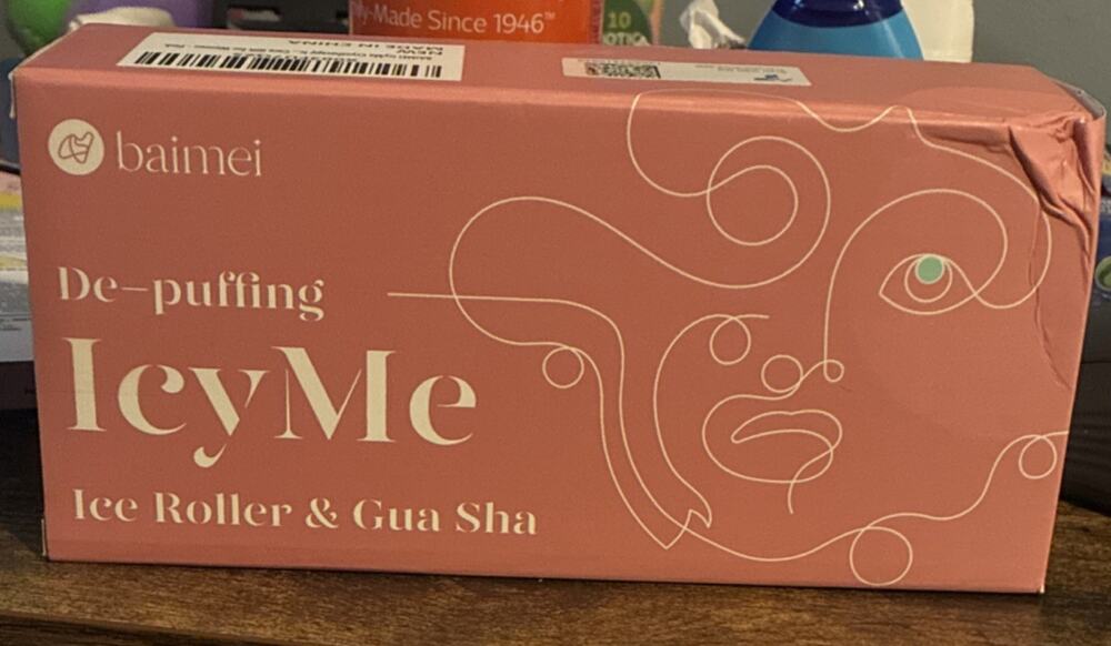 baimei IcyMe Depuffing Ice Roller & Gua Sha Pink for Face Battery Free